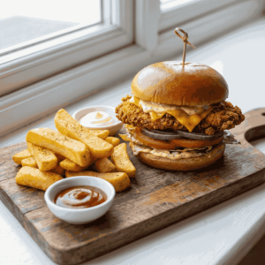 CHICKEN ZINGER BURGER WITH CHIPS