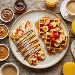 CREPES AND WAFFLES (Bananas and Strawberries)