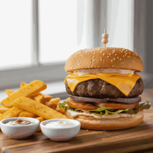 DOUBLE CHEESE BURGER WITH CHIPS